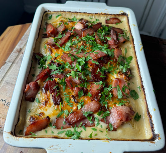 Cauliflower Cheese with Crispy Bacon and Parsley